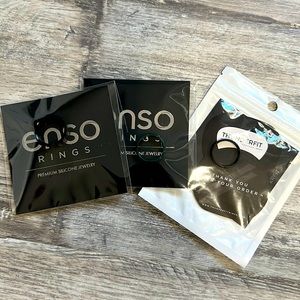 2 Enso + 1 Thunderfit Silicone Ring -Sz 8 -Unisex - Black - Green -NEW - 4mm/5mm